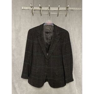 Polo University Club Blazer Men 40R Brown Black Plaid Tweed England Wool Luxury